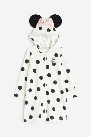 print-motif terry dressing gown