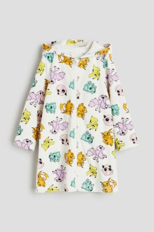 print-motif terry dressing gown