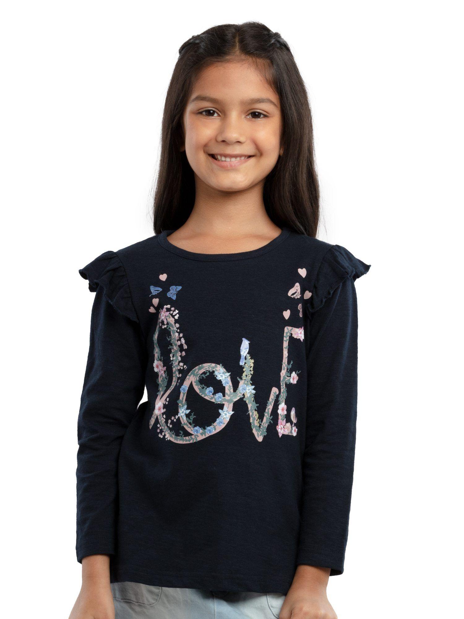 print on chest girls full sleeve top