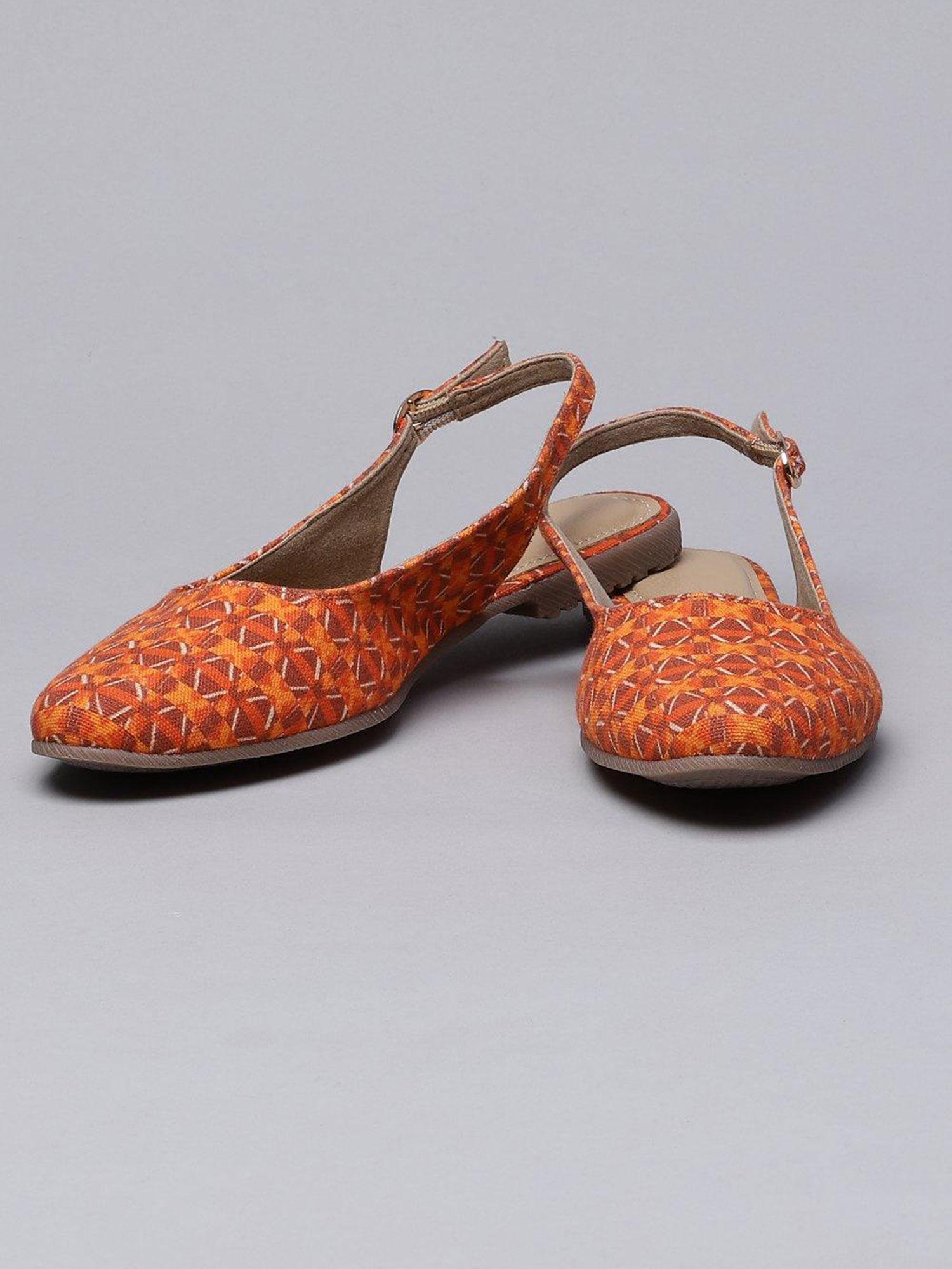 print orange sandals