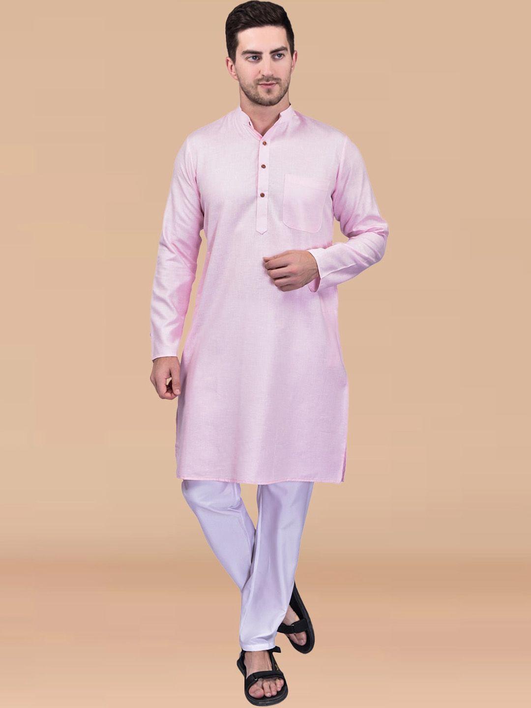 printcultr band collar pure cotton straight kurta with pyjama