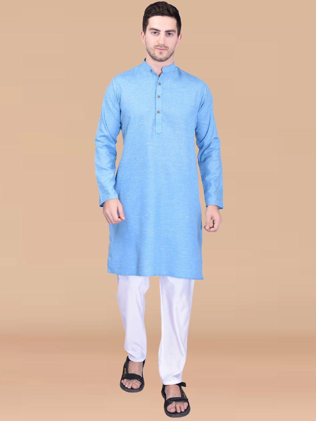 printcultr band collar pure cotton straight kurta with pyjamas