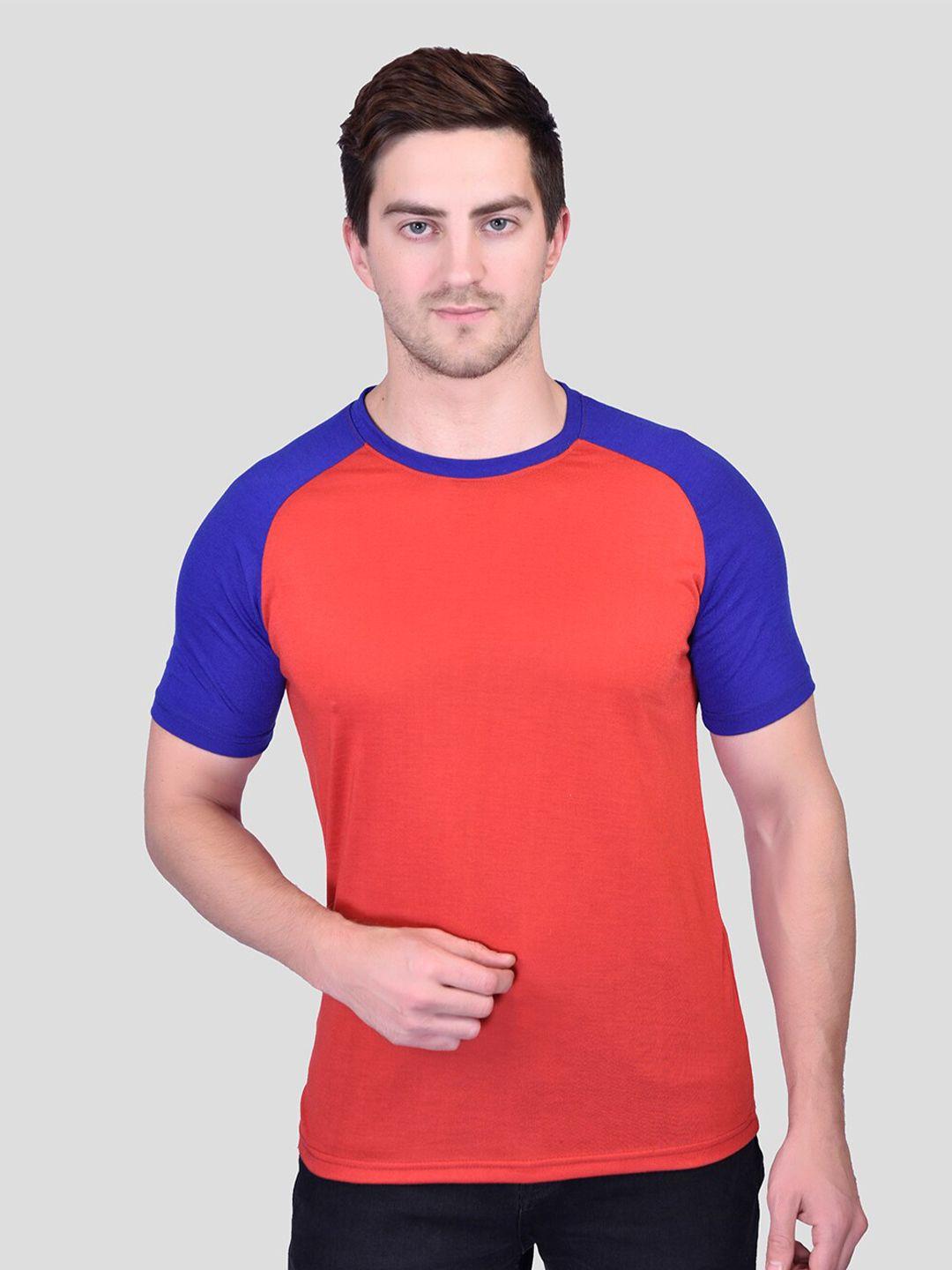 printcultr colourblocked round neck raglan sleeves cotton t-shirt