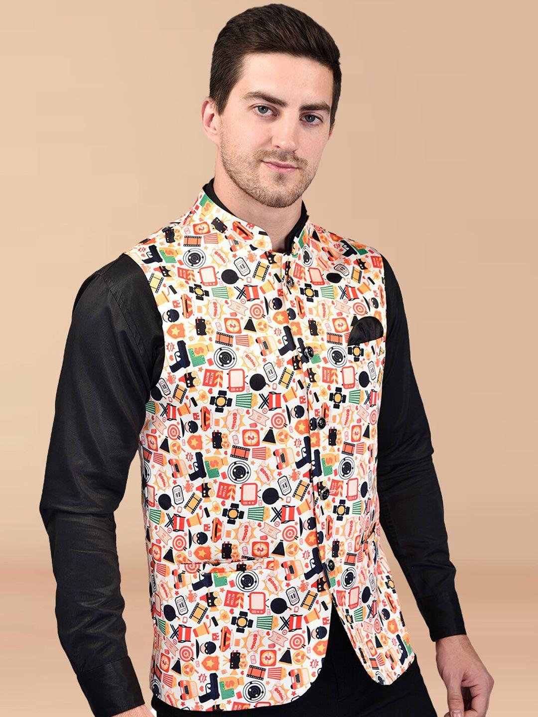 printcultr graphic printed mandarin collar nehru jackets