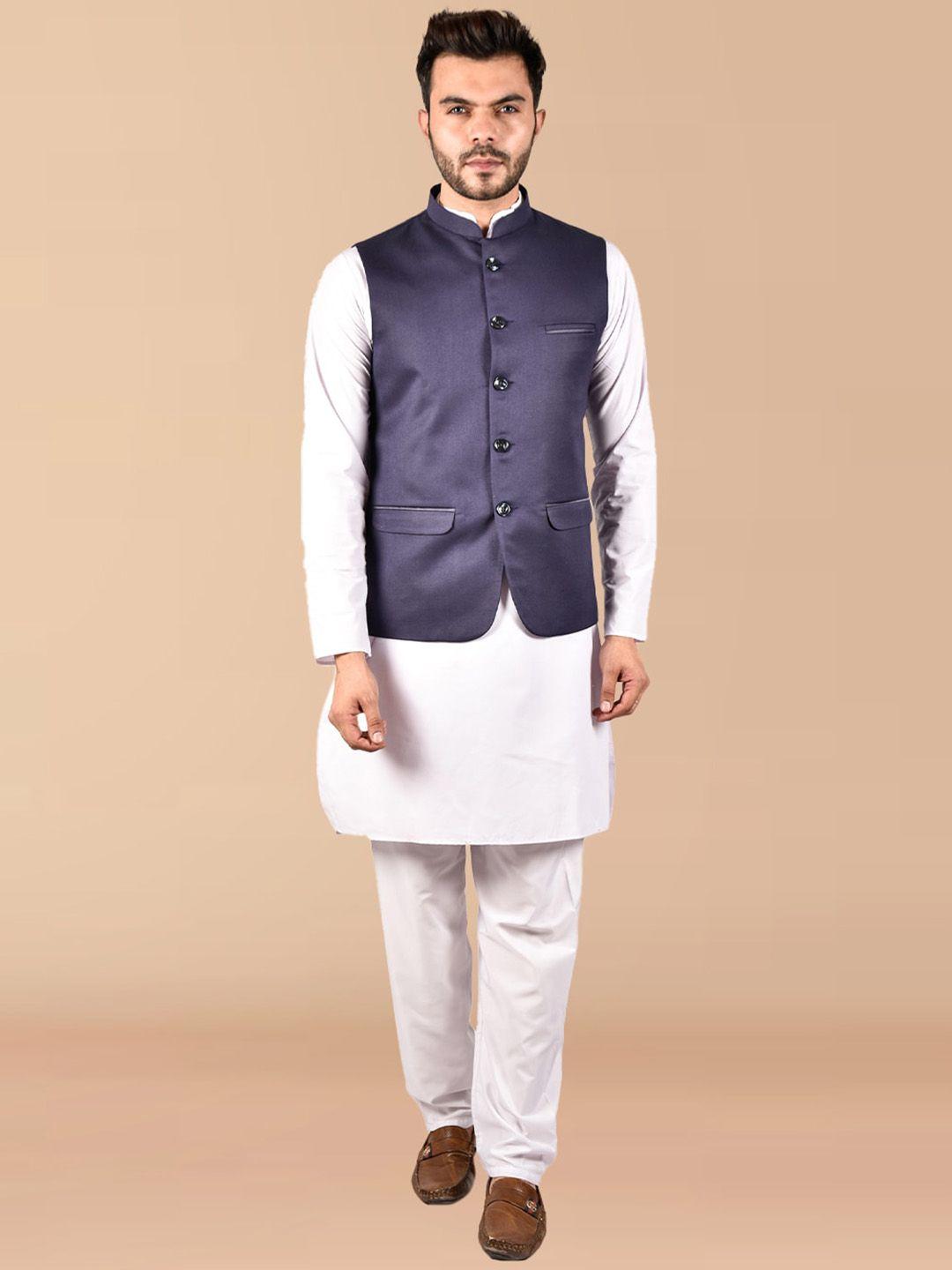 printcultr mandarin collar pure cotton kurta with trousers