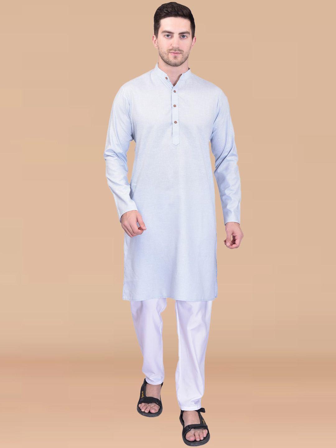 printcultr mandarin collar pure cotton straight kurta with pyjamas