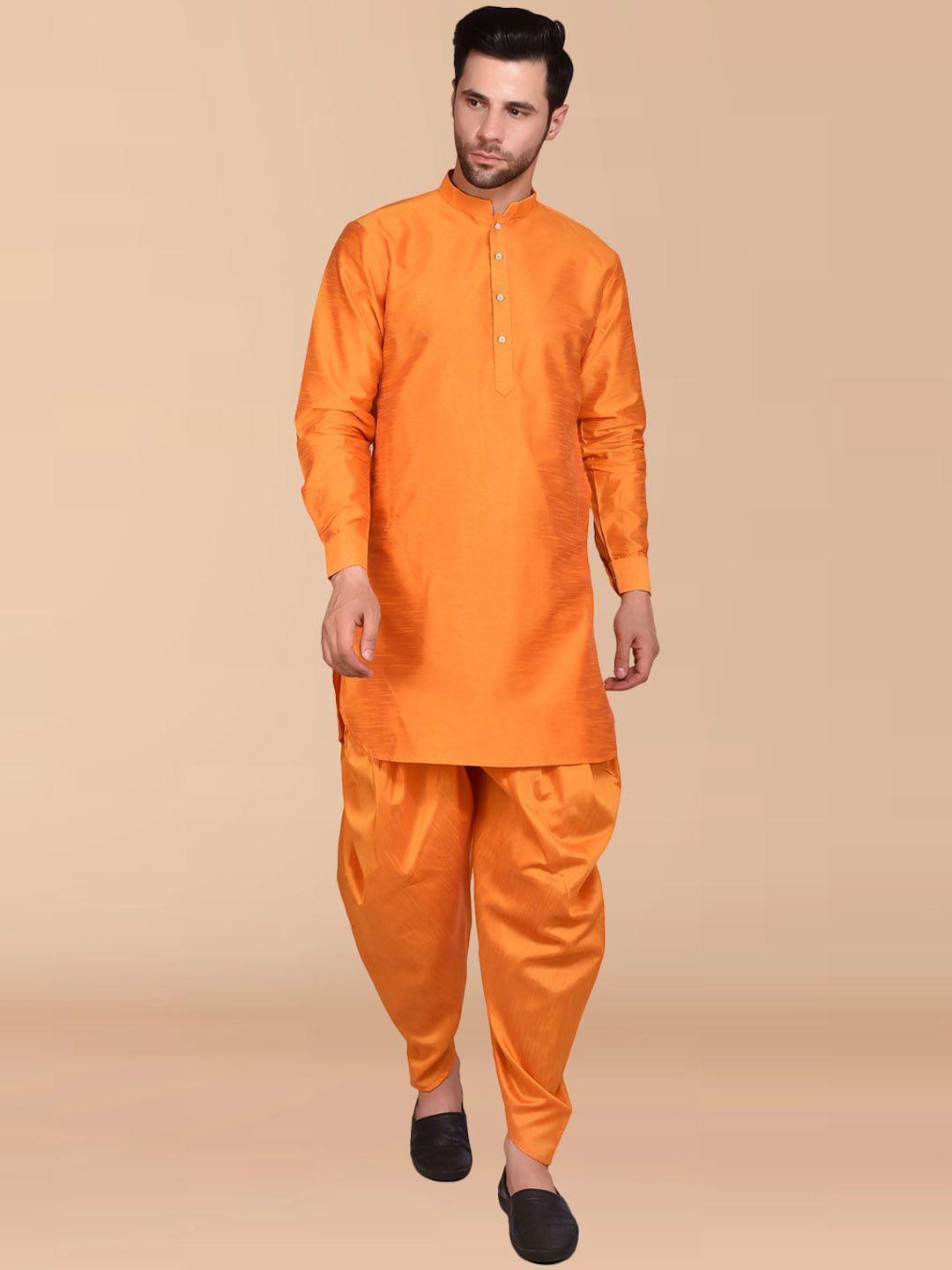 printcultr mandarin collar pure silk kurta with dhoti pants