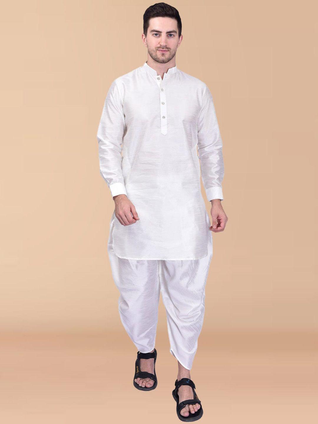 printcultr mandarin collar pure silk kurta with dhoti pants
