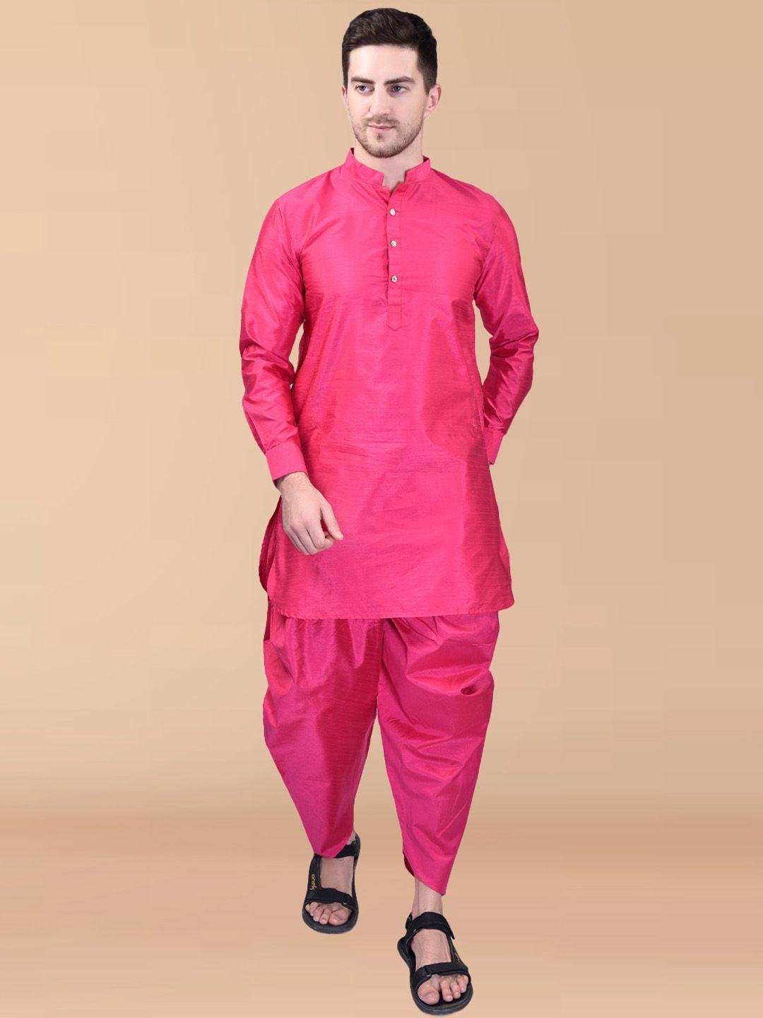 printcultr mandarin collar pure silk regular kurta with harem pants