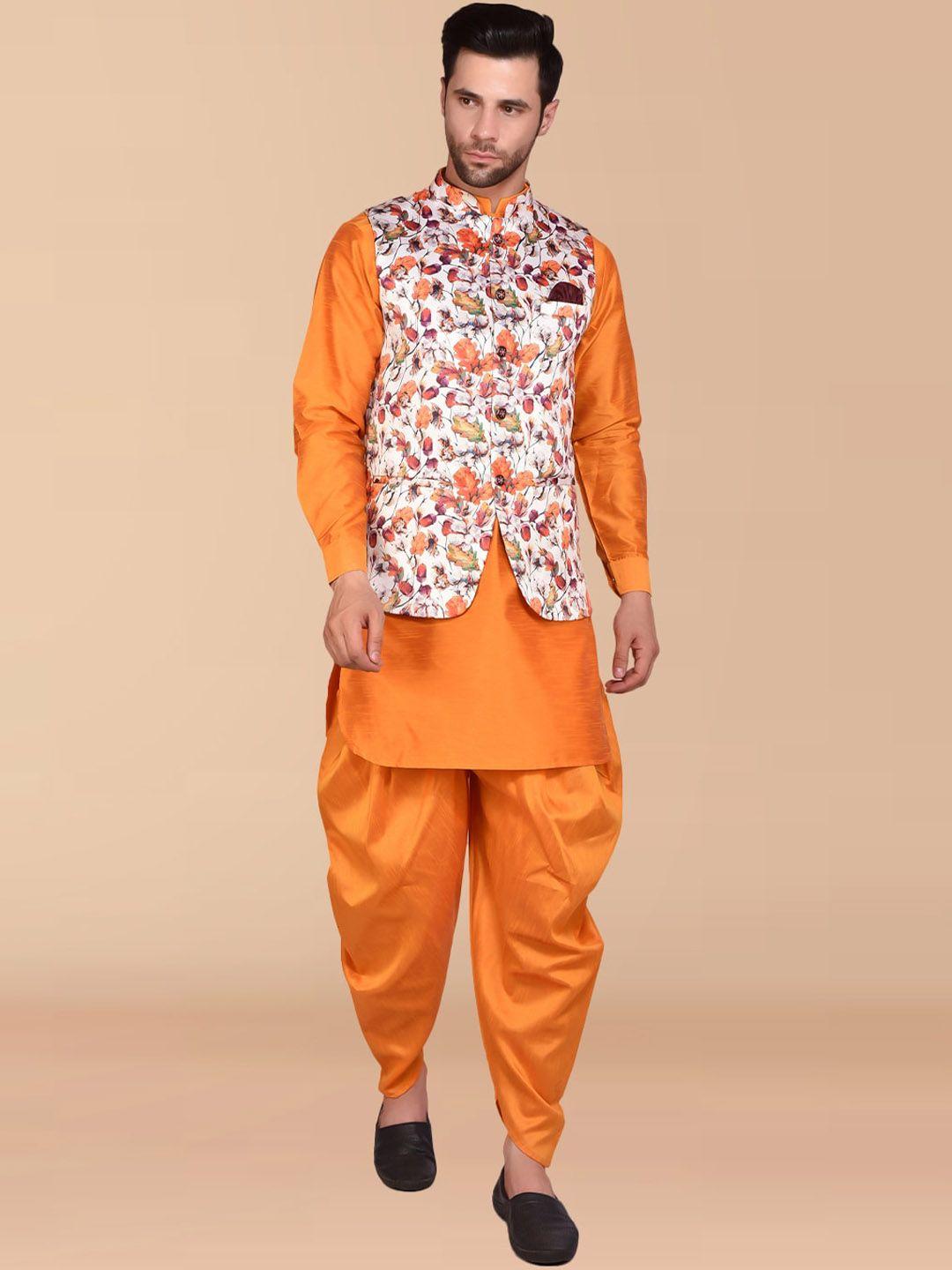 printcultr printed regular pure silk kurta & harem pants with nehru jacket