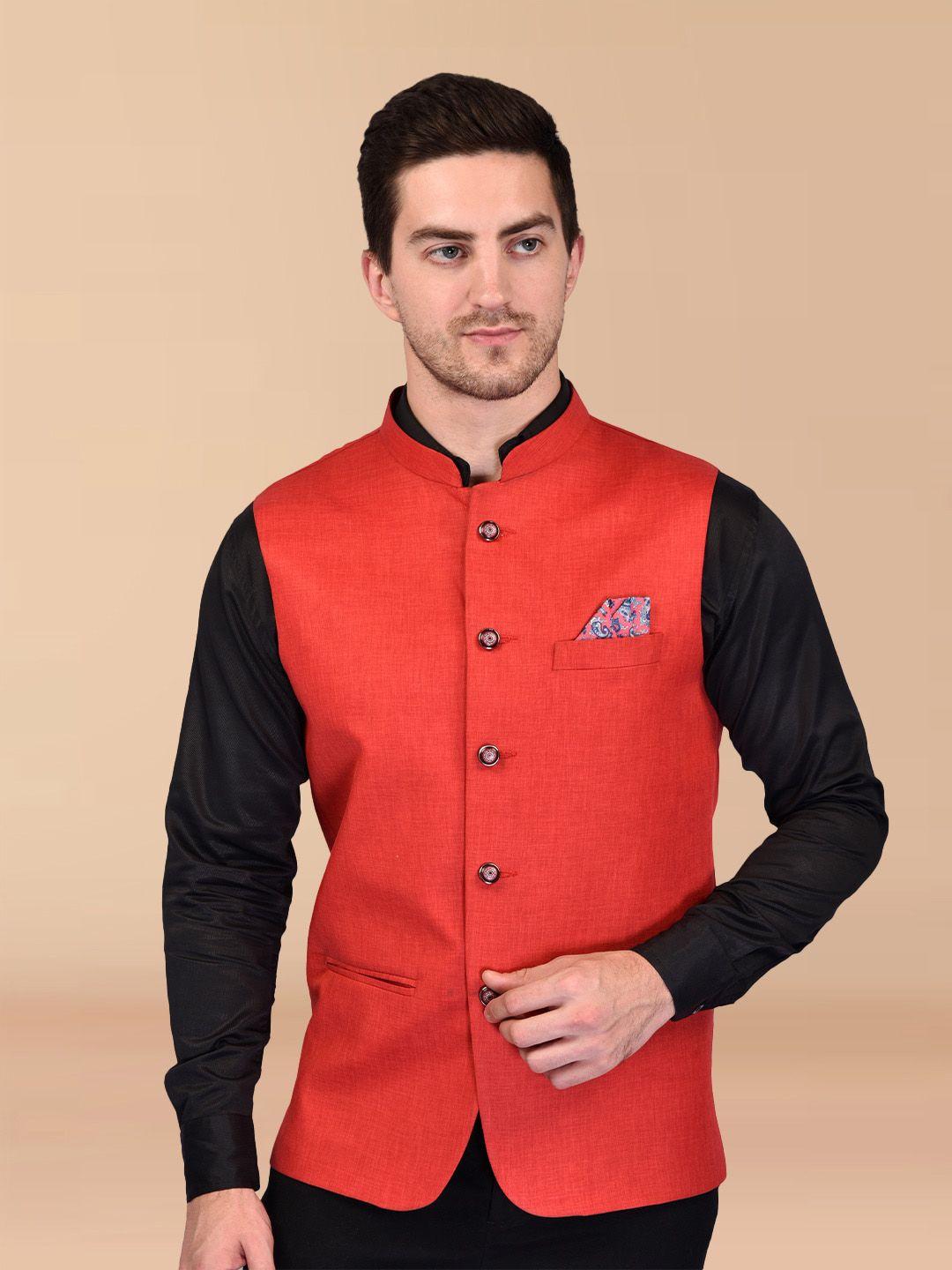 printcultr woven mandarin collar nehru jacket