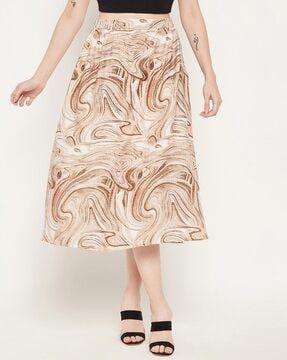 printed a-line midi skirt
