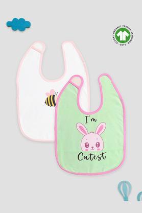 printed bamboo fabric baby unisex bibs - cutest & bee - pack of 2 - multi