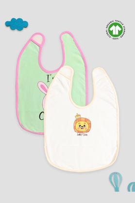 printed bamboo fabric baby unisex bibs - cutest & lion - pack of 2 - multi