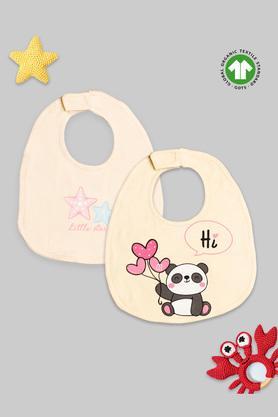 printed bamboo fabric baby unisex bibs - panda & little star - pack of 2 - multi