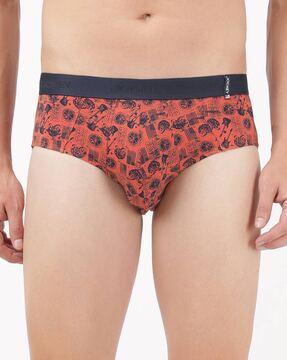 printed briefs with elasticated waistband