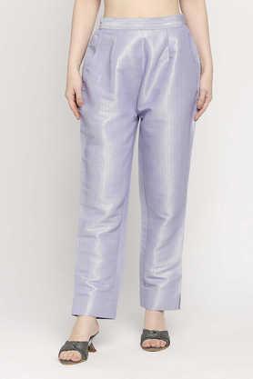printed brocade relaxed fit women's pants - lavender
