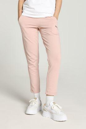 printed calf length cotton women's joggers - pink