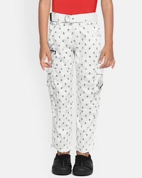 printed cargo pant with belt