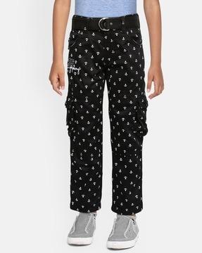 printed cargo pant with belt