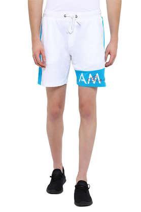 printed cotton blend regular fit shorts - multi