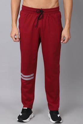 printed-cotton-blend-slim-fit-womens-track-pants---maroon