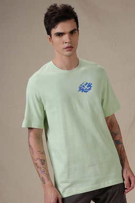 printed cotton crew neck men's t-shirt - green