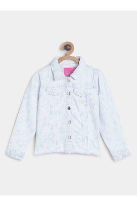 printed cotton girls jacket - white