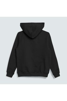 printed cotton hood boys jacket - black