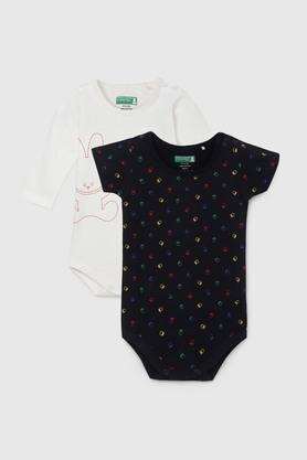 printed cotton infant boys rompers - navy