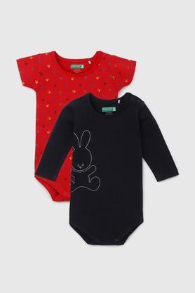 printed cotton infant boys rompers - red