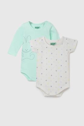 printed cotton infant boys rompers - white
