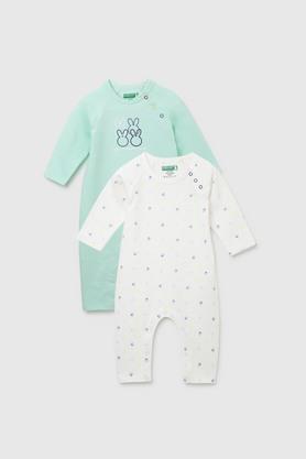 printed cotton infant boys rompers - white