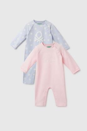 printed cotton infant girls rompers - lilac