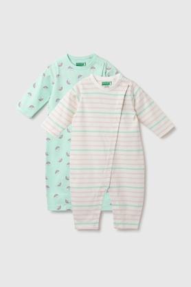 printed cotton infant girls rompers - multi
