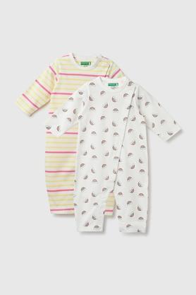 printed cotton infant girls rompers - multi