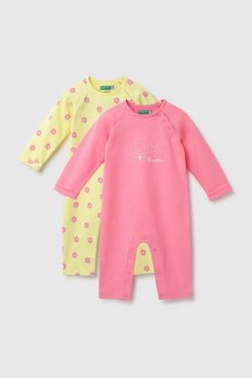 printed-cotton-infant-girls-rompers---yellow