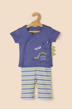 printed cotton knit infant boys gift set - powder blue