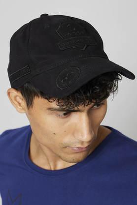 printed cotton men's casual cap - black