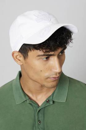 printed cotton men's casual cap - white