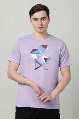 printed cotton poly spandex slim fit men's t-shirt - lilac
