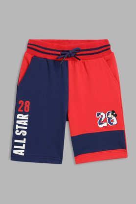 printed cotton regular fit boys shorts - navy