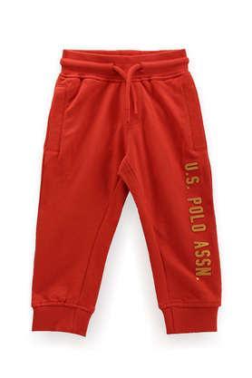 printed cotton regular fit boys track pants - dusty orange