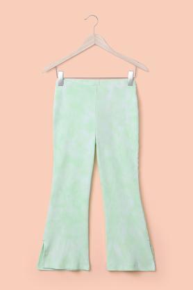 printed cotton regular fit girl's leggings - green
