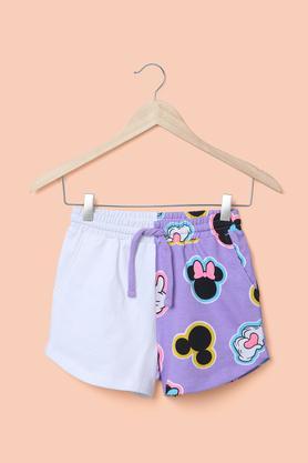 printed-cotton-regular-fit-girl's-shorts---lavender
