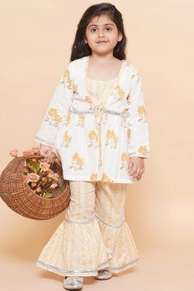 printed-cotton-regular-fit-girls-kurta-sharara-set---yellow