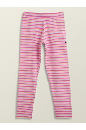printed cotton regular fit girls leggings - pink