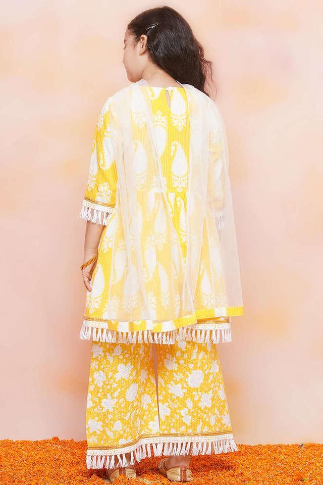 printed-cotton-regular-fit-girls-sharara---yellow