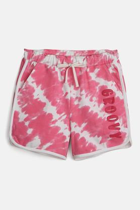 printed cotton regular fit girls shorts - fuchsia