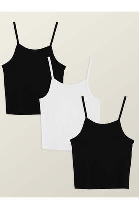 printed cotton regular fit girls slip - black